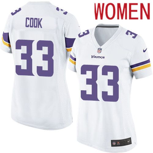 Women Minnesota Vikings 33 Dalvin Cook Nike White Player Game NFL Jersey